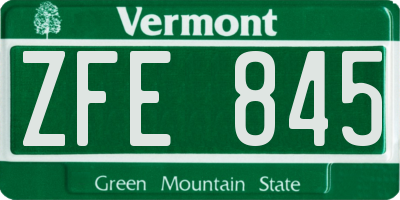 VT license plate ZFE845
