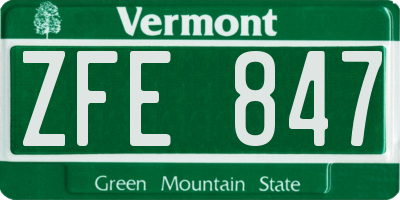VT license plate ZFE847