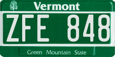VT license plate ZFE848