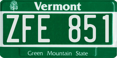 VT license plate ZFE851