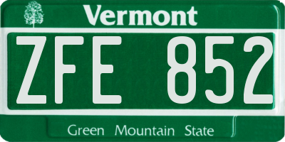 VT license plate ZFE852