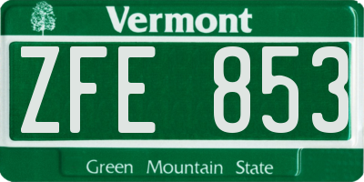 VT license plate ZFE853