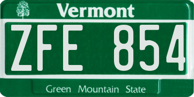 VT license plate ZFE854