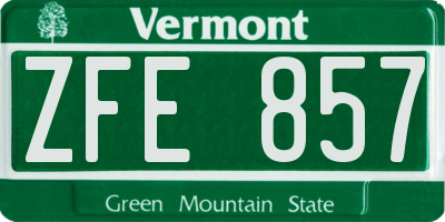 VT license plate ZFE857