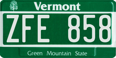 VT license plate ZFE858