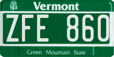 VT license plate ZFE860