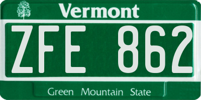 VT license plate ZFE862