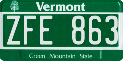 VT license plate ZFE863
