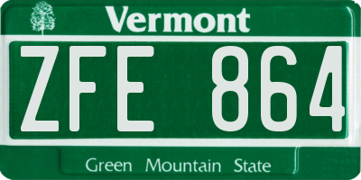 VT license plate ZFE864