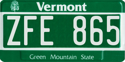 VT license plate ZFE865