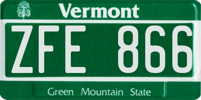 VT license plate ZFE866