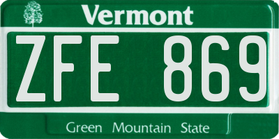 VT license plate ZFE869