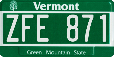 VT license plate ZFE871