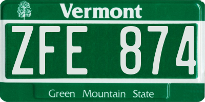 VT license plate ZFE874