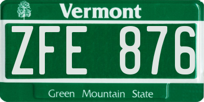 VT license plate ZFE876