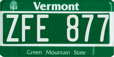 VT license plate ZFE877