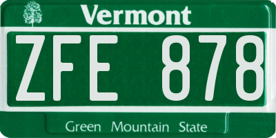 VT license plate ZFE878