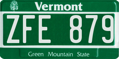 VT license plate ZFE879