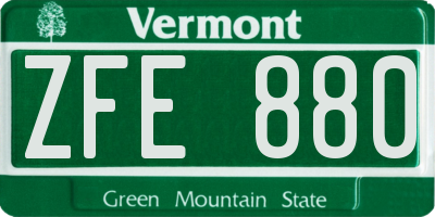 VT license plate ZFE880