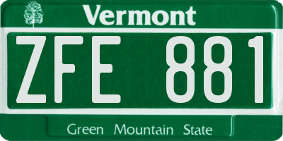 VT license plate ZFE881