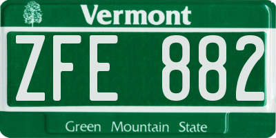 VT license plate ZFE882