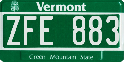 VT license plate ZFE883