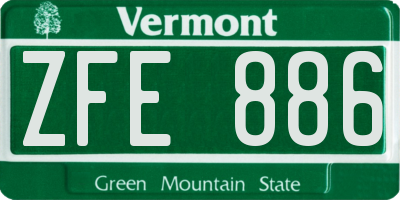 VT license plate ZFE886