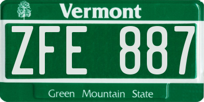 VT license plate ZFE887