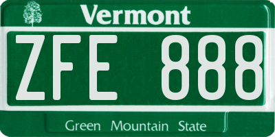 VT license plate ZFE888