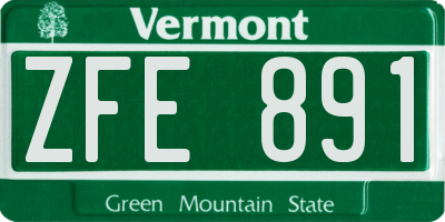 VT license plate ZFE891