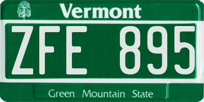 VT license plate ZFE895