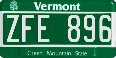 VT license plate ZFE896