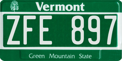 VT license plate ZFE897