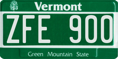 VT license plate ZFE900