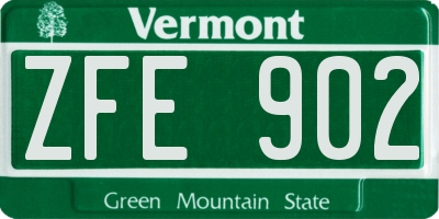 VT license plate ZFE902