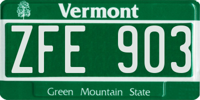 VT license plate ZFE903