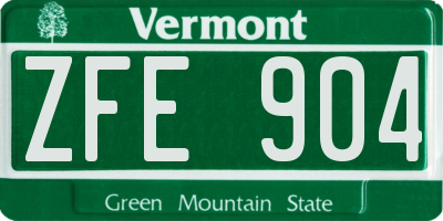 VT license plate ZFE904