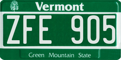 VT license plate ZFE905