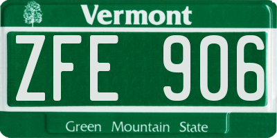 VT license plate ZFE906