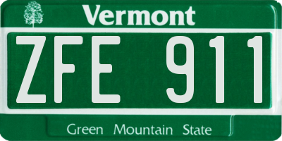 VT license plate ZFE911