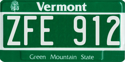 VT license plate ZFE912