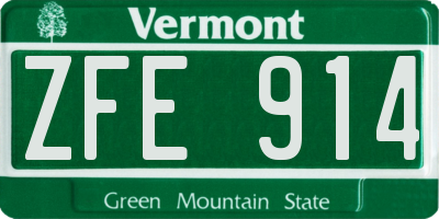 VT license plate ZFE914