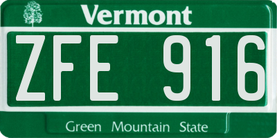 VT license plate ZFE916