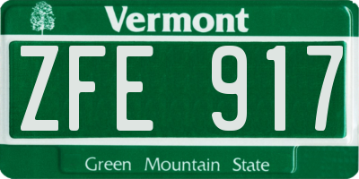 VT license plate ZFE917