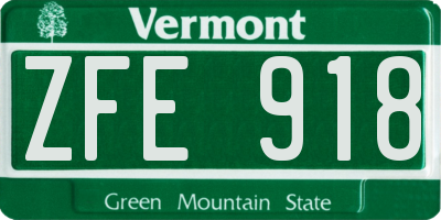 VT license plate ZFE918
