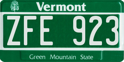 VT license plate ZFE923