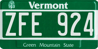 VT license plate ZFE924