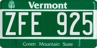 VT license plate ZFE925
