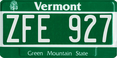 VT license plate ZFE927
