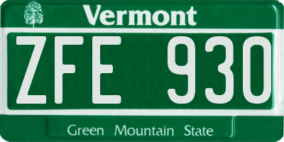 VT license plate ZFE930